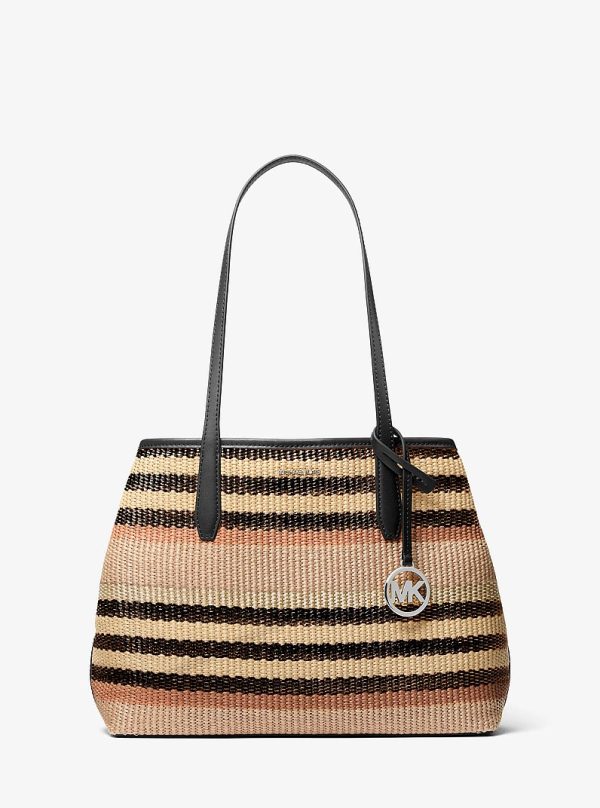 Michael Kors Avalon Medium Striped Woven Tote Bag