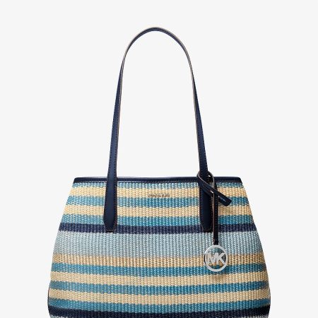 Michael Kors Avalon Medium Striped Woven Tote Bag