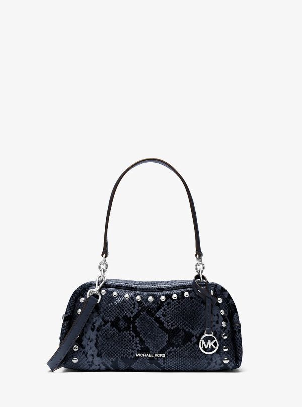 Michael Kors Cecily Small Studded Snake Embossed Shoulder Bag