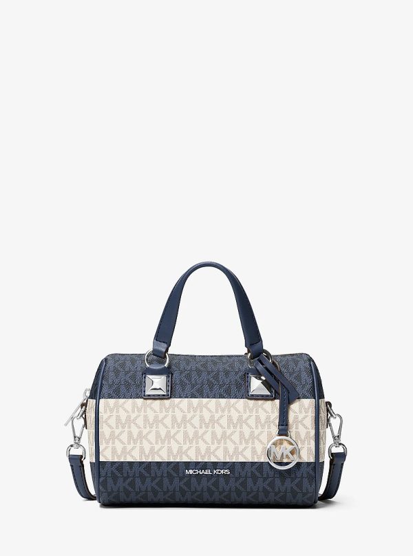 Michael Kors Grayson Small Striped Signature Logo Duffel Crossbody Bag