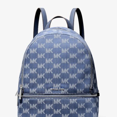 Michael Kors Rhea Medium Logo Jacquard Denim Backpack