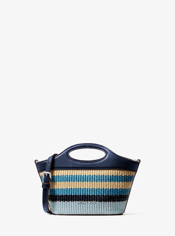 Michael Kors Tatum Small Striped Woven Crossbody Bag