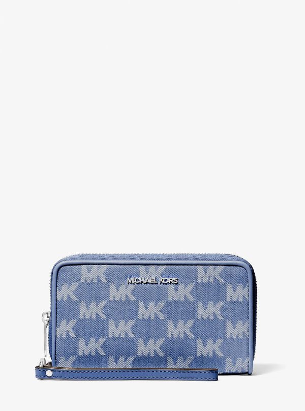 Michael Kors Jet Set Travel Large Logo Jacquard Denim Smartphone Wristlet