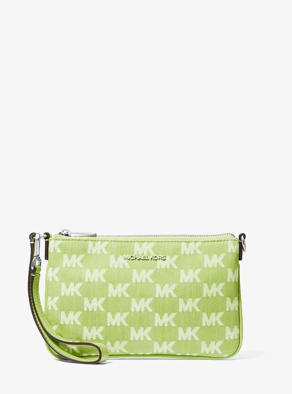 Michael Kors Jet Set Travel Small Logo Jacquard Denim Wristlet