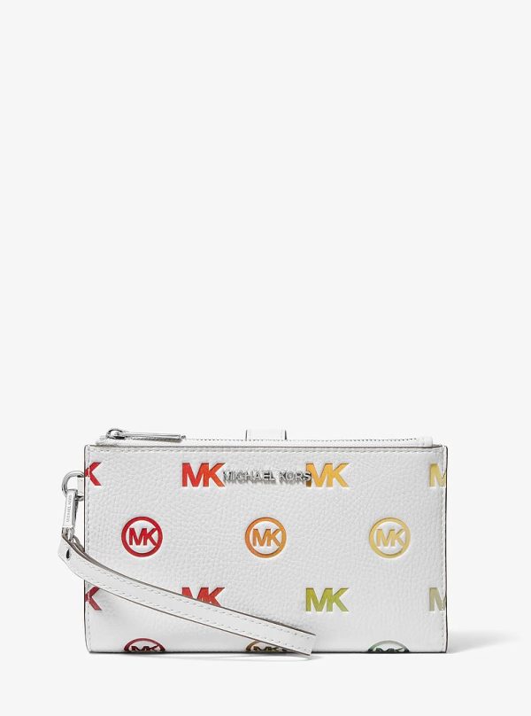 Michael Kors Jet Set Travel Rainbow Logo Embossed Wristlet