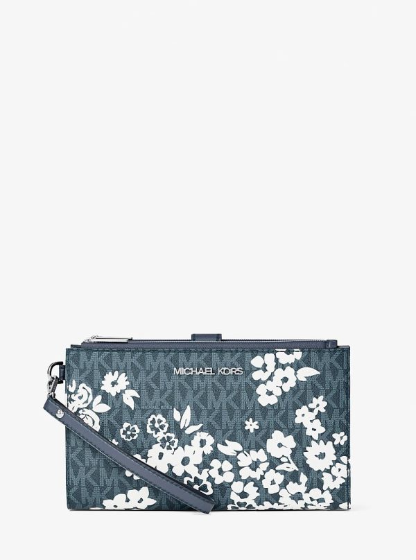 Michael Kors Jet Set Travel Large Printed Signature Logo Wristlet Wallet