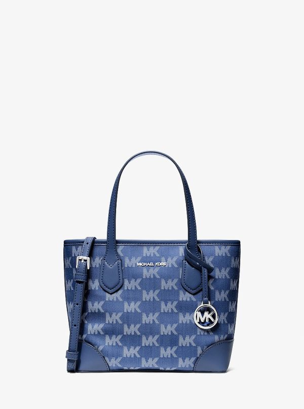 Michael Kors Eva Extra-Small Logo Jacquard Denim Convertible Tote Bag