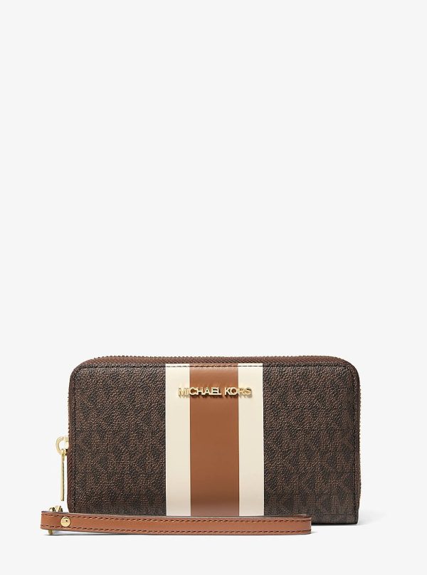 Michael Kors Jet Set Travel Large Striped Signature Logo Smartphone Wallet