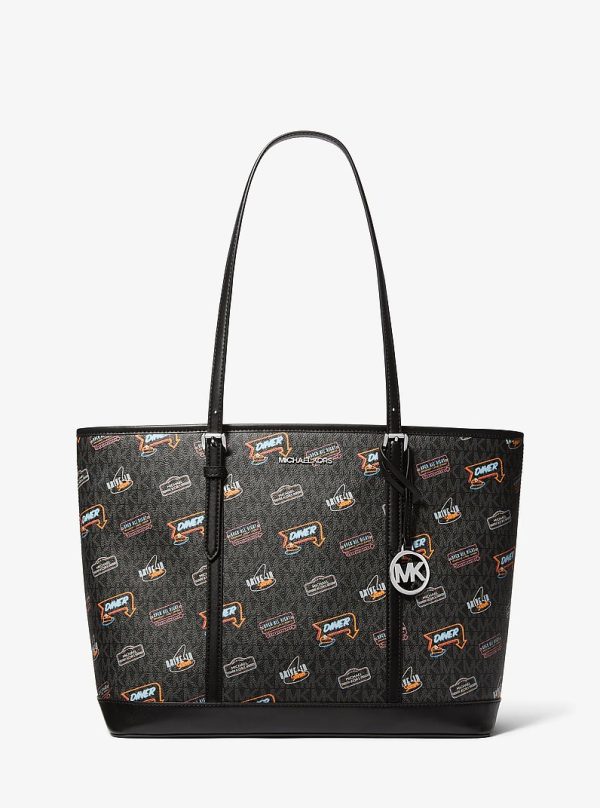 Michael Kors Jet Set Large Printed Signature Logo Tote Bag