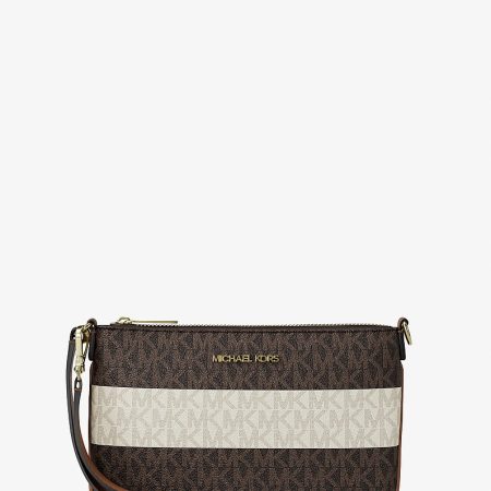 Michael Kors Jet Set Travel Small Striped Signature Logo Convertible Wristlet