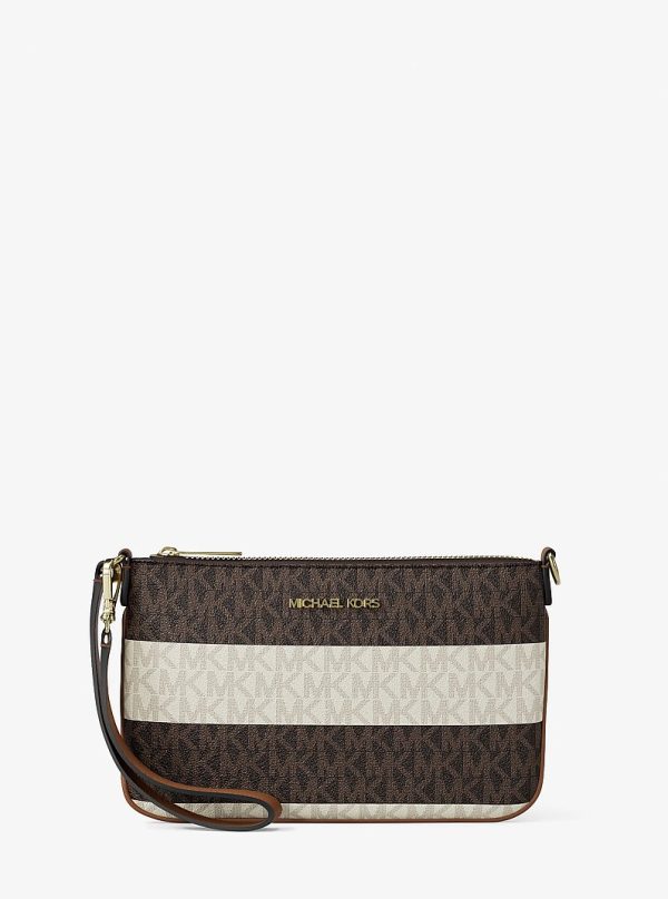 Michael Kors Jet Set Travel Small Striped Signature Logo Convertible Wristlet