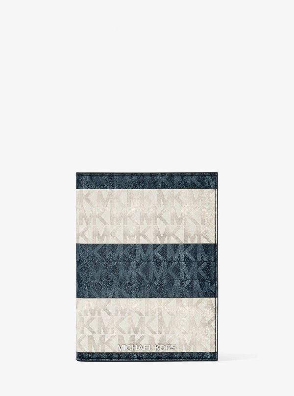 Michael Kors Jet Set Travel Medium Striped Signature Logo Passport Case