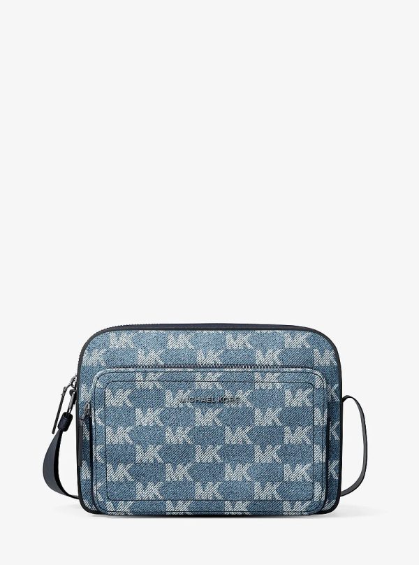 Michael Kors Cooper Logo Jacquard Denim Flight Bag
