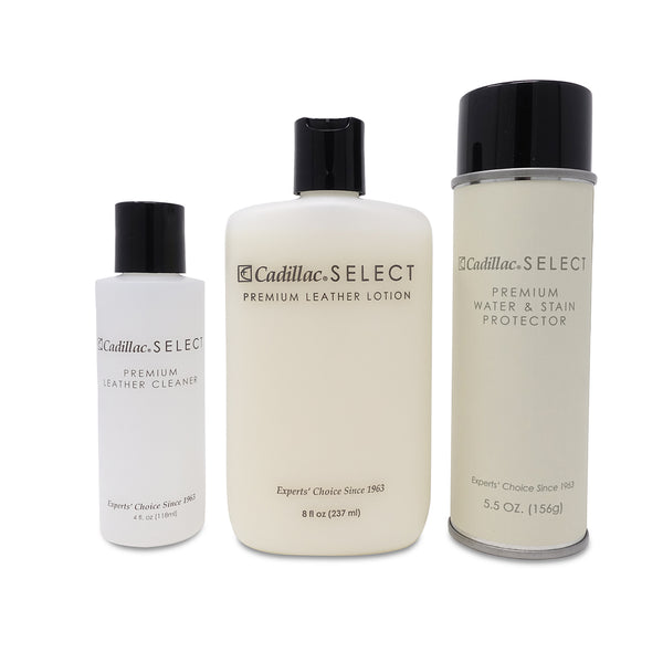 Cadillac leather conditioner white bottle premium care handbag