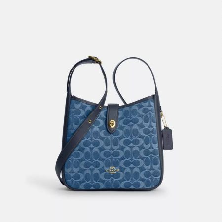 Coach Hadley Convertible Crossbody Bag In Signature Denim Brass/Indigo front view