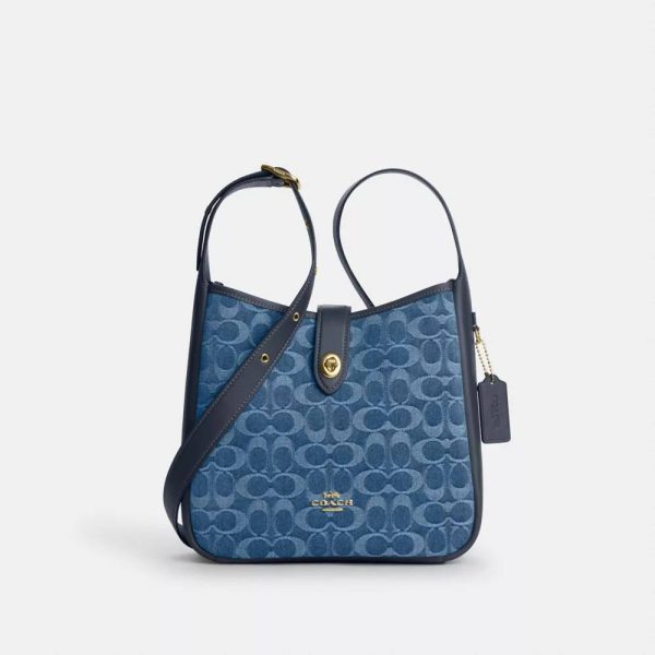 Coach Hadley Convertible Crossbody Bag In Signature Denim Brass/Indigo front view