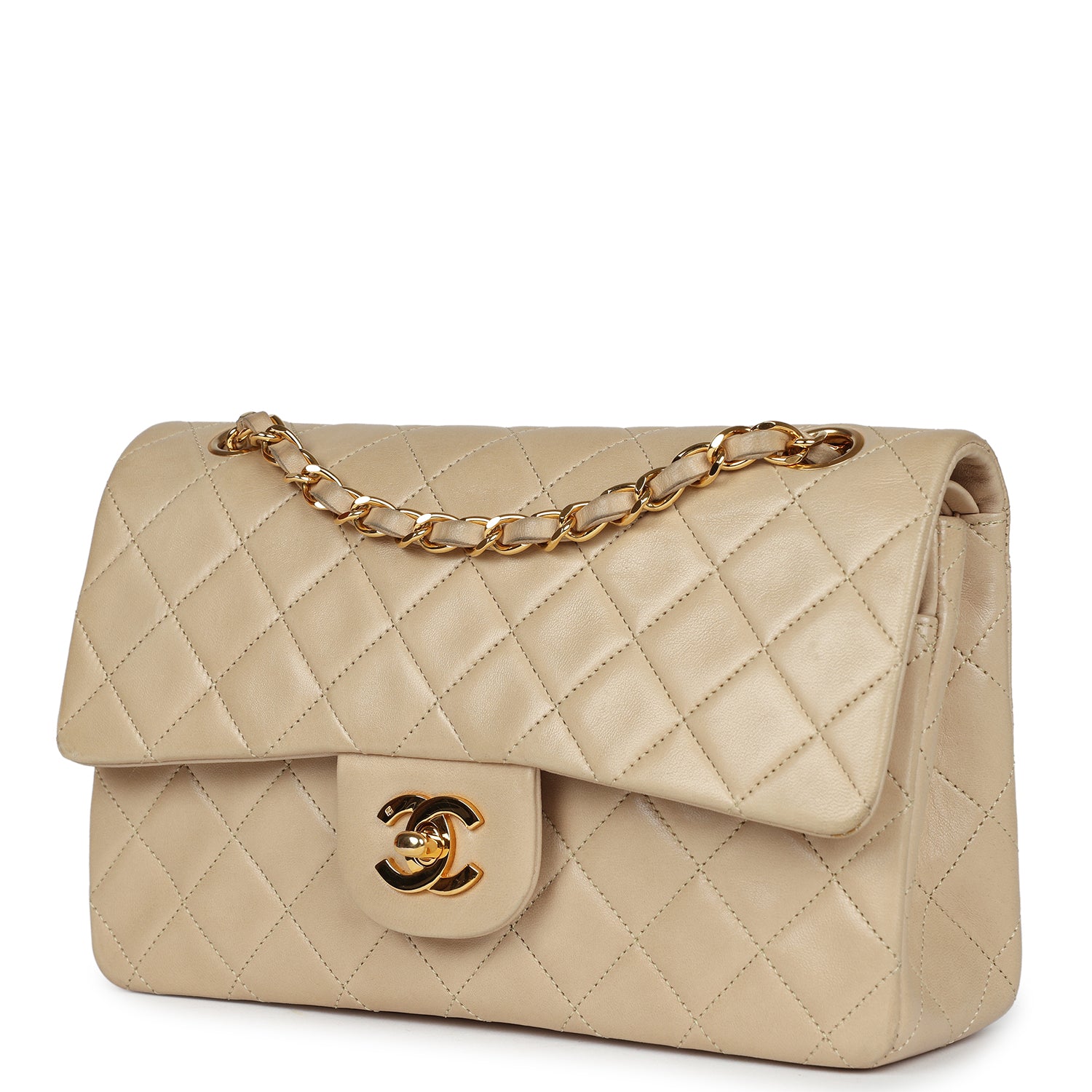 Chanel Classic Flap Bag beige lambskin gold hardware 2024
