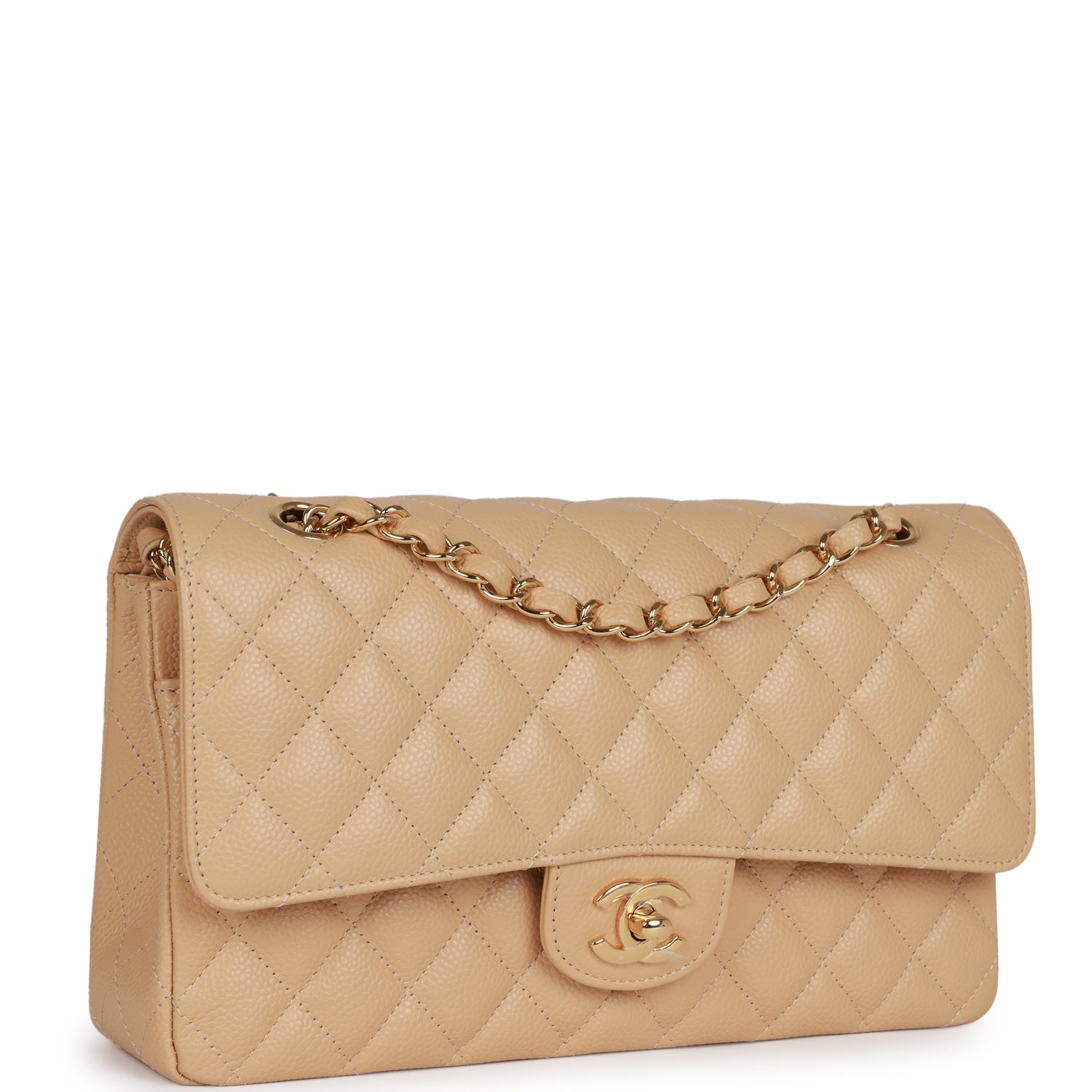 Chanel Classic Flap Bag Medium beige clair caviar gold hardware 2025