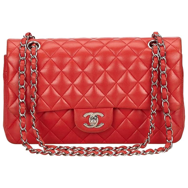 Chanel Classic Flap medium red lambskin gold hardware CC logo 2025