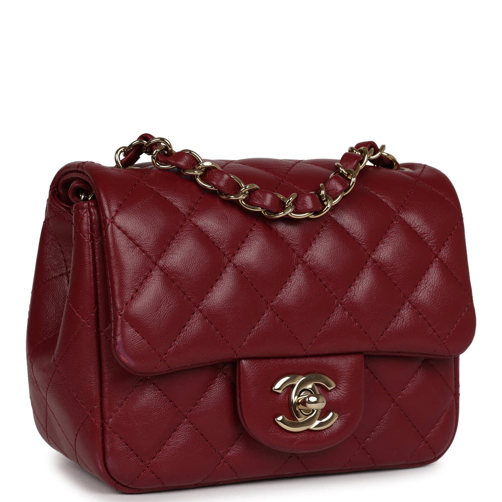 Chanel Classic Flap Small lambskin gold hardware burgundy red