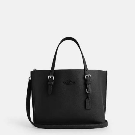 Coach Mollie Tote Bag 25 Silver/Black CV966 front view