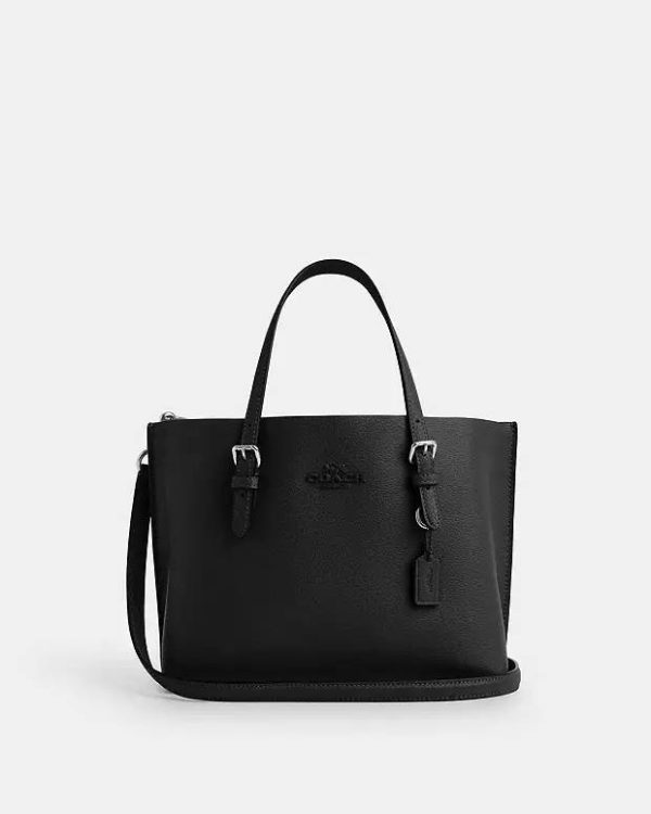 Coach Mollie Tote Bag 25 Silver/Black CV966 front view