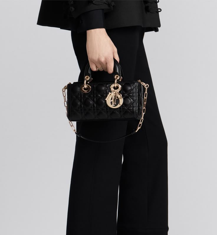 Dior Lady D-Joy small bag black cannage quilted calfskin gold CD hardware 2024