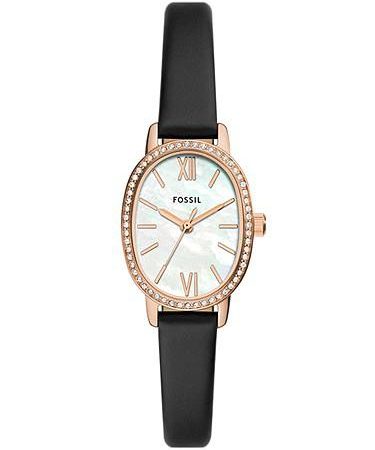 Fossil Penny Three-Hand Black Leather Watch BQ3974