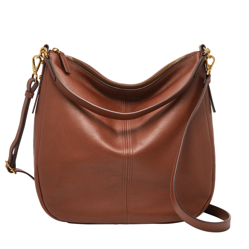 Fossil leather hobo bag cognac tan brown slouchy 2024