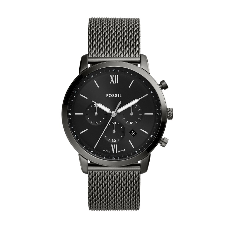 Fossil Neutra Chronograph 44mm smoke stainless steel mesh bracelet