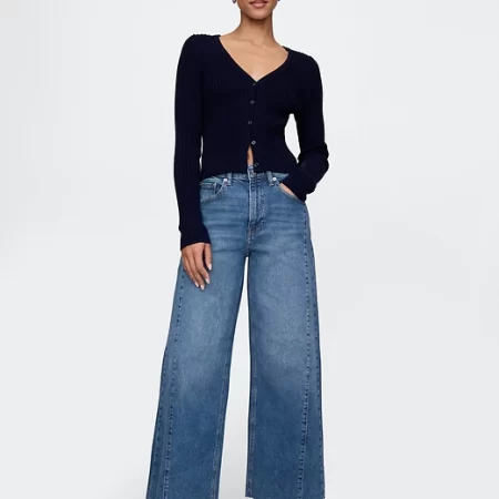 Gap High Rise Stride Wide-Leg Ankle Jeans New Medium Indigo - Preorder