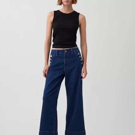 Gap High Rise Stride Wide-Leg Ankle Sailor Jeans Dark Indigo - Preorder