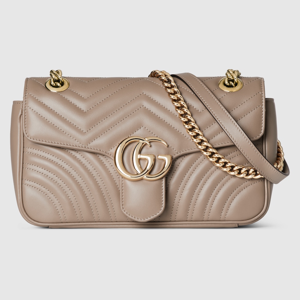 Gucci GG Marmont medium gold matelasse chevron leather 2024