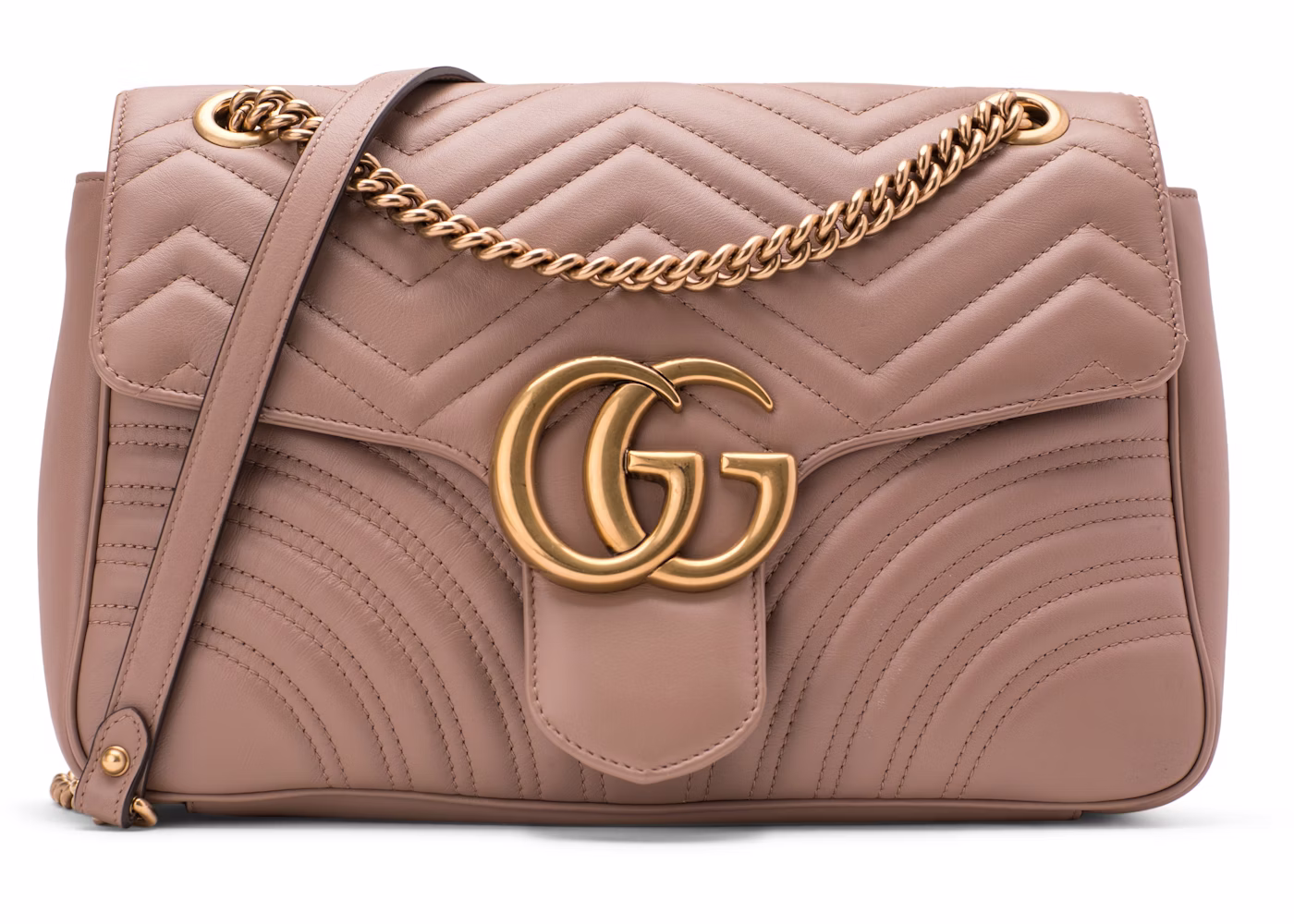 Gucci GG Marmont medium shoulder bag dusty pink matelasse leather 2026