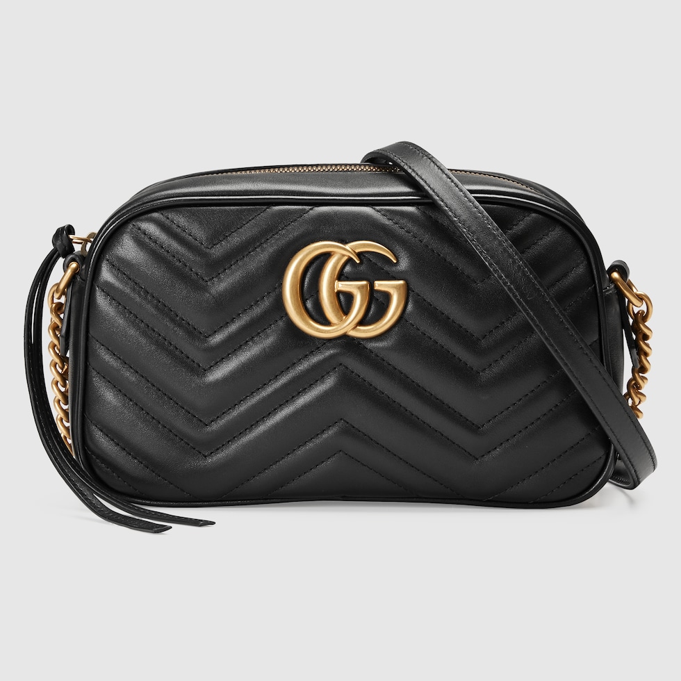 Gucci GG Marmont small matelassé shoulder bag black leather gold hardware 2024