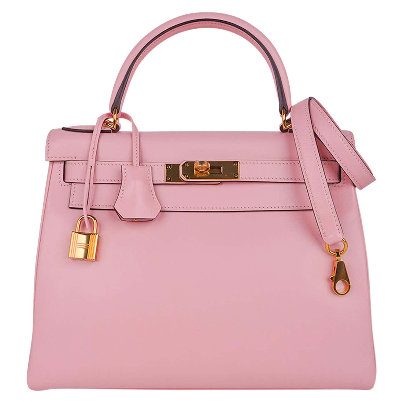 Hermès Kelly 28 Sellier Swift leather rose gold hardware etoupe