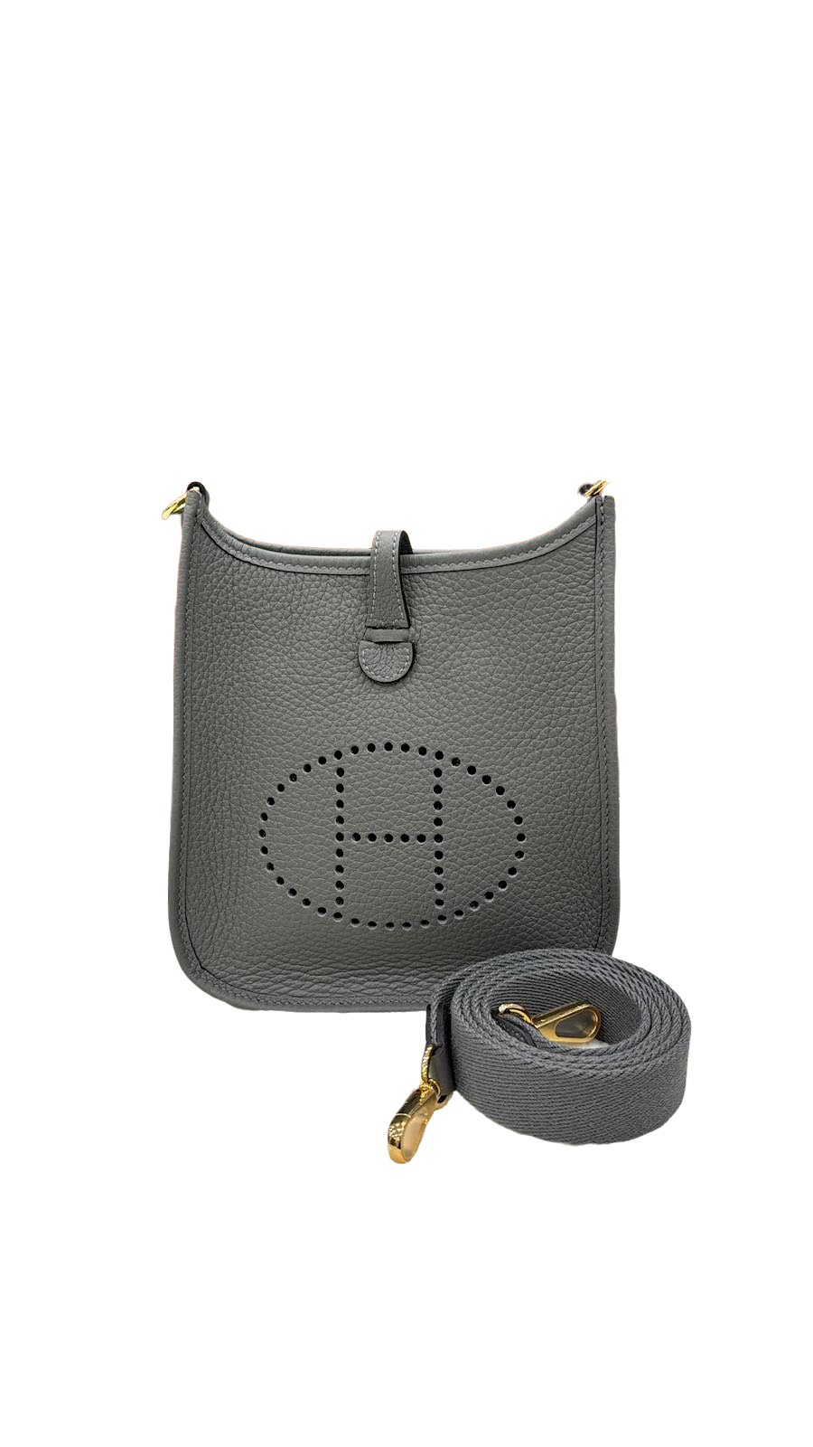 Hermes Evelyne TPM grey etain clemence leather crossbody 2024