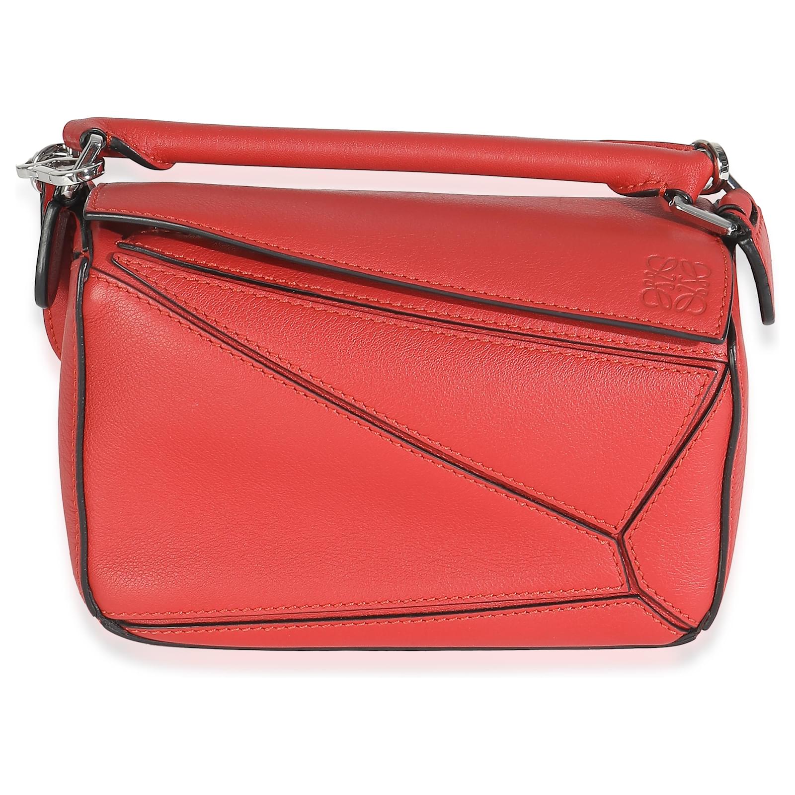 Loewe Puzzle small bag scarlet red smooth calfskin geometric origami panels 2025