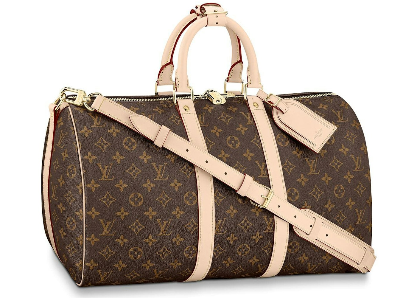 Louis Vuitton Keepall Bandoulière 45 Monogram Canvas brown tan duffle bag