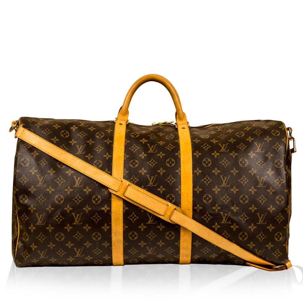 Louis Vuitton Keepall Bandouliere 55 Monogram canvas brown tan travel bag