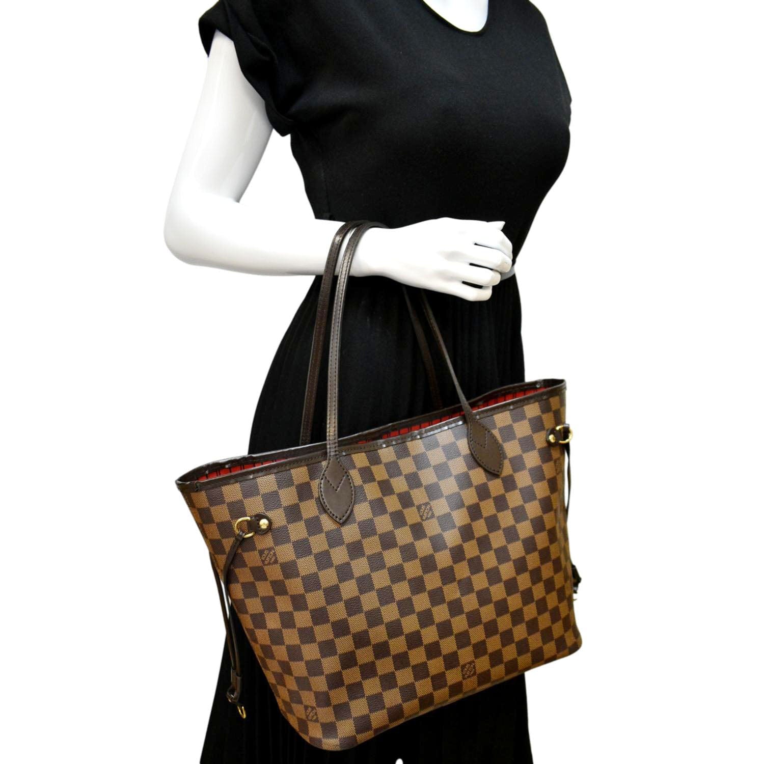 Louis Vuitton Neverfull MM Damier Ebene brown checkered tote bag 2024