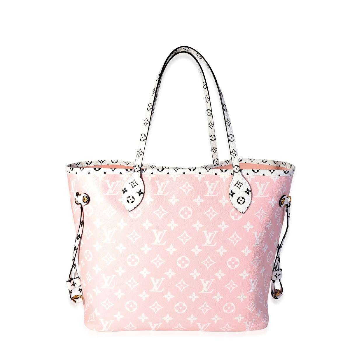 Louis Vuitton Neverfull MM monogram canvas rose ballerine interior 2025
