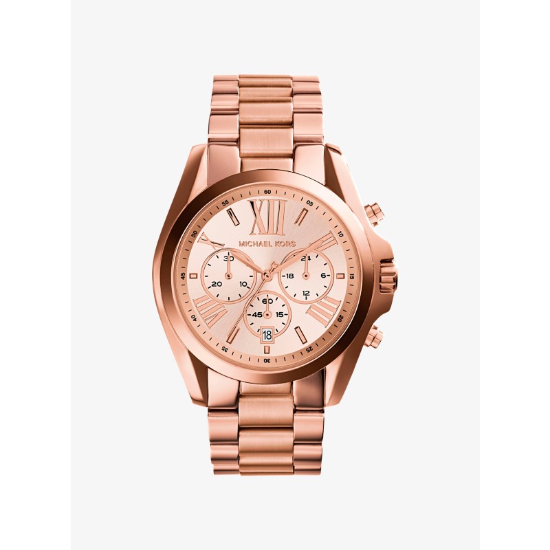 Michael Kors Bradshaw chronograph watch gold brown leather 2024