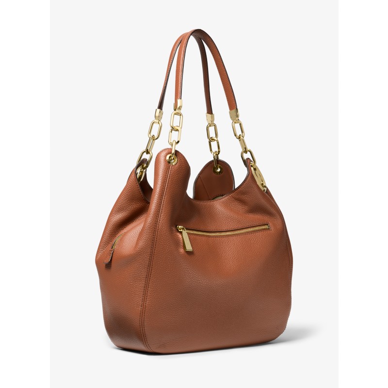Michael Kors Heritage leather shoulder bag tan caramel structured
