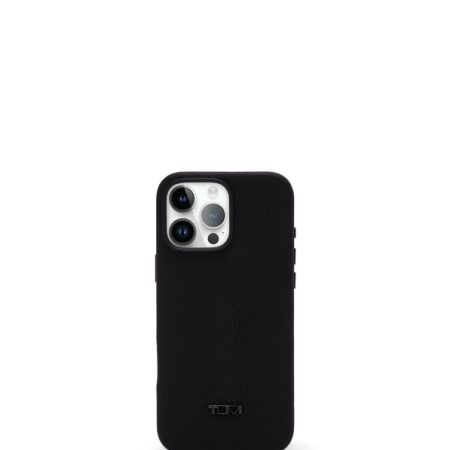 TUMI Leather MagSafe iPhone 16 Pro Max Case Black front view