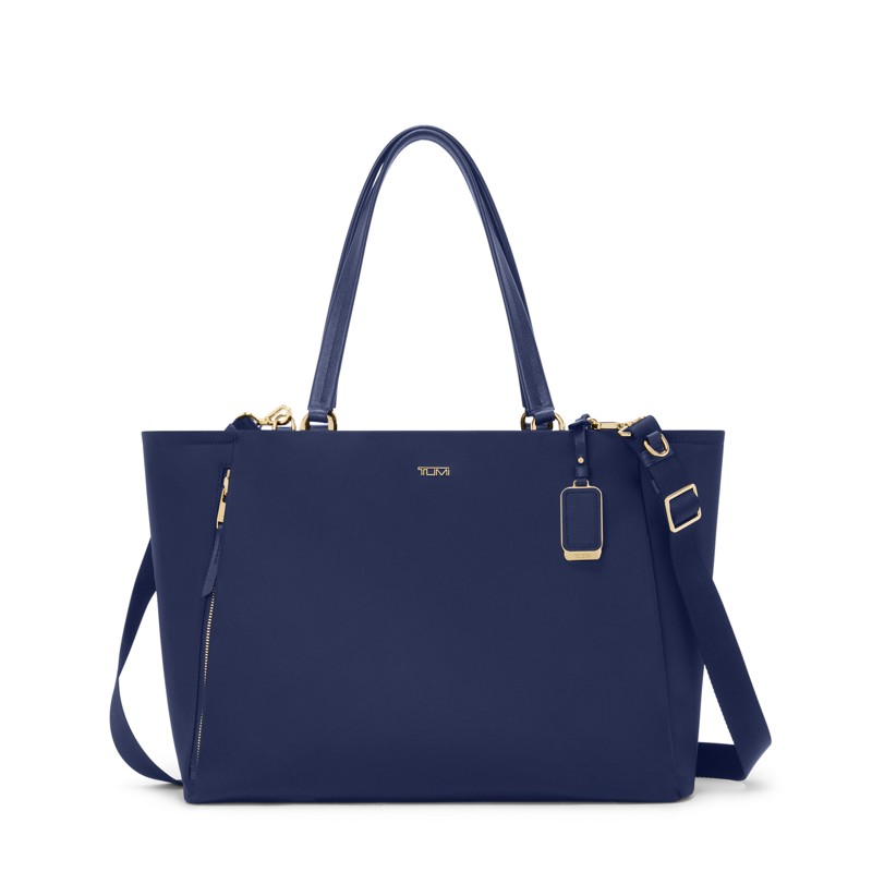 Tumi Voyageur Tote polished hardware navy blue 2024