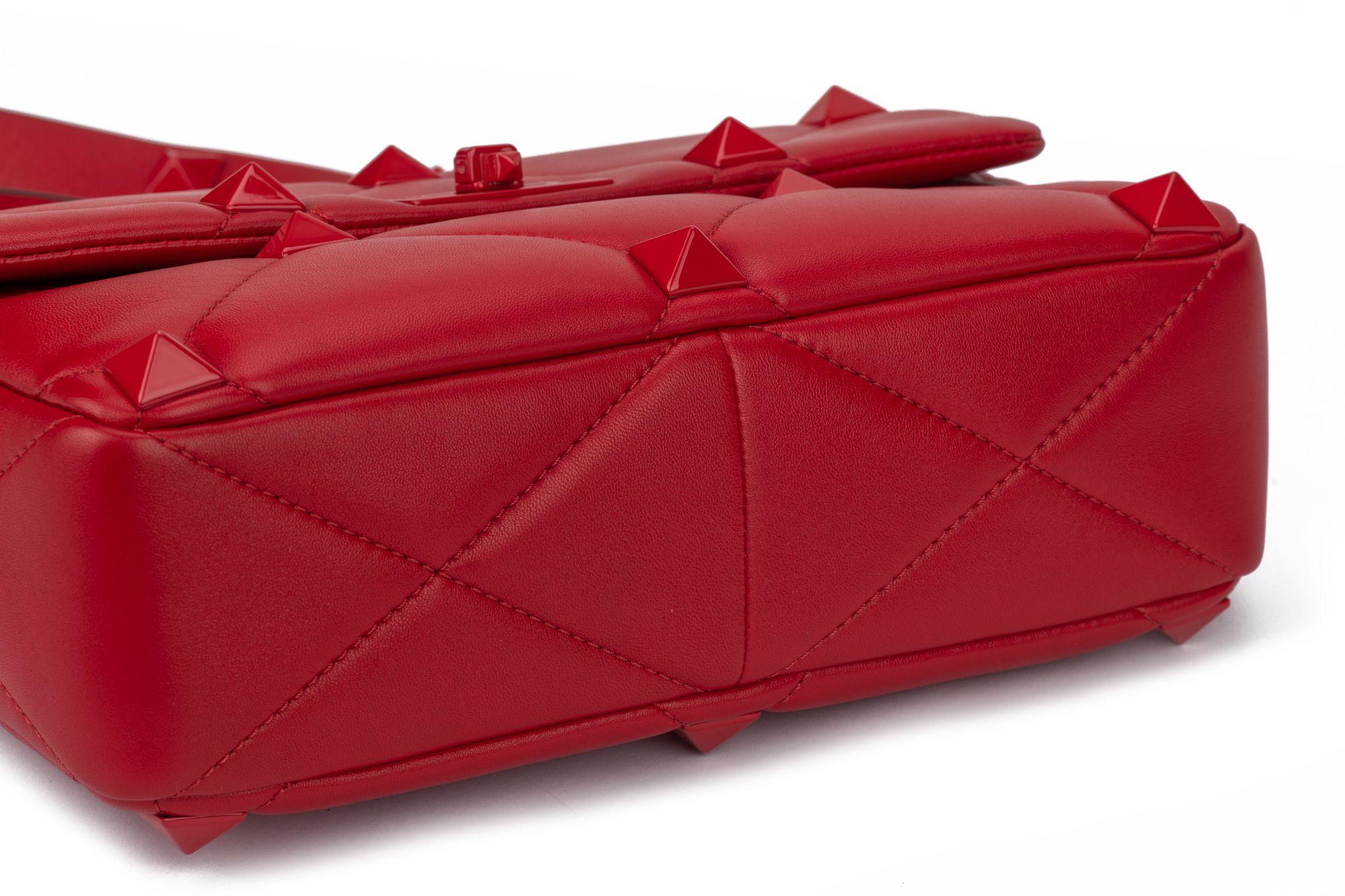 Valentino Roman Stud handle bag small rosso red nappa leather gold pyramid studs 2025