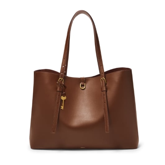 Fossil Sydney satchel bag brown leather structured 2024