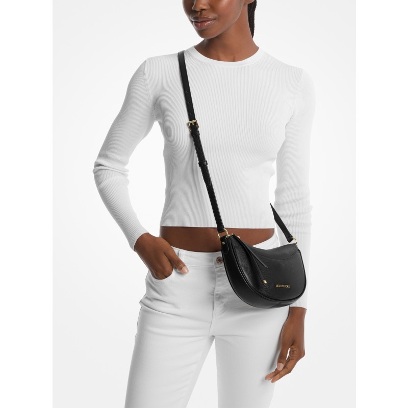 Michael Kors Dover Small Half Moon Crossbody black leather 2026