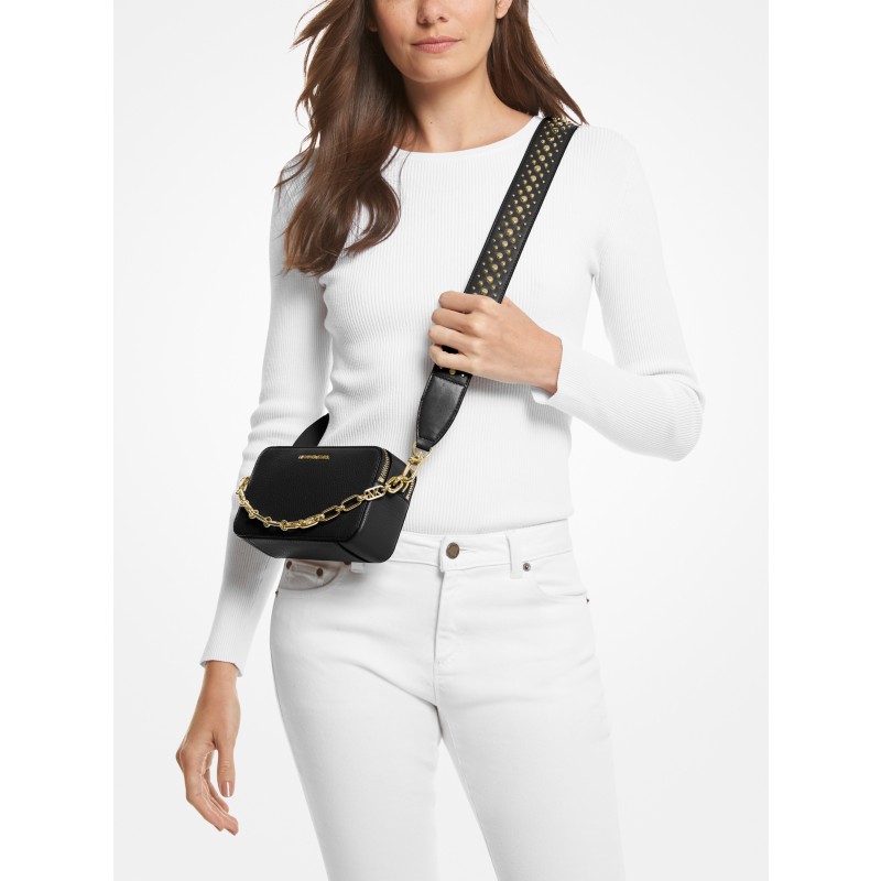 Michael Kors Jet Set Charm Small Camera Bag saffiano leather black gold 2024